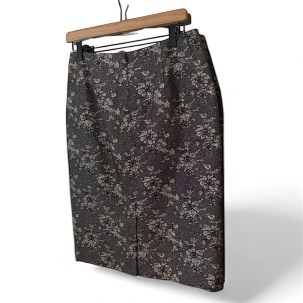 Doncaster Metallic Floral Pencil Skirt Gray‎ Silver Size 6
